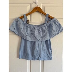 Girls Youth 11/12 or Women's Slim XS Blue Off Shoulders Top
